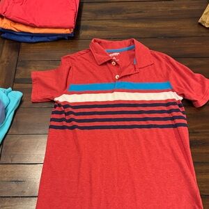 Arizona Jean Company Red Polo with Blue and White Stripes